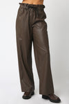 ALANA FAUX LEATHER PANT- BROWN