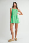 SCALLOP CONTRAST MINI DRESS- GREEN