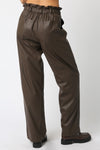 ALANA FAUX LEATHER PANT- BROWN