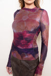 FLORAL MESH TOP- FUCHSIA MULTI
