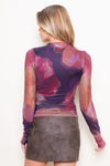 FLORAL MESH TOP- FUCHSIA MULTI