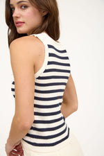STRIPED KNIT TANK- NAVY