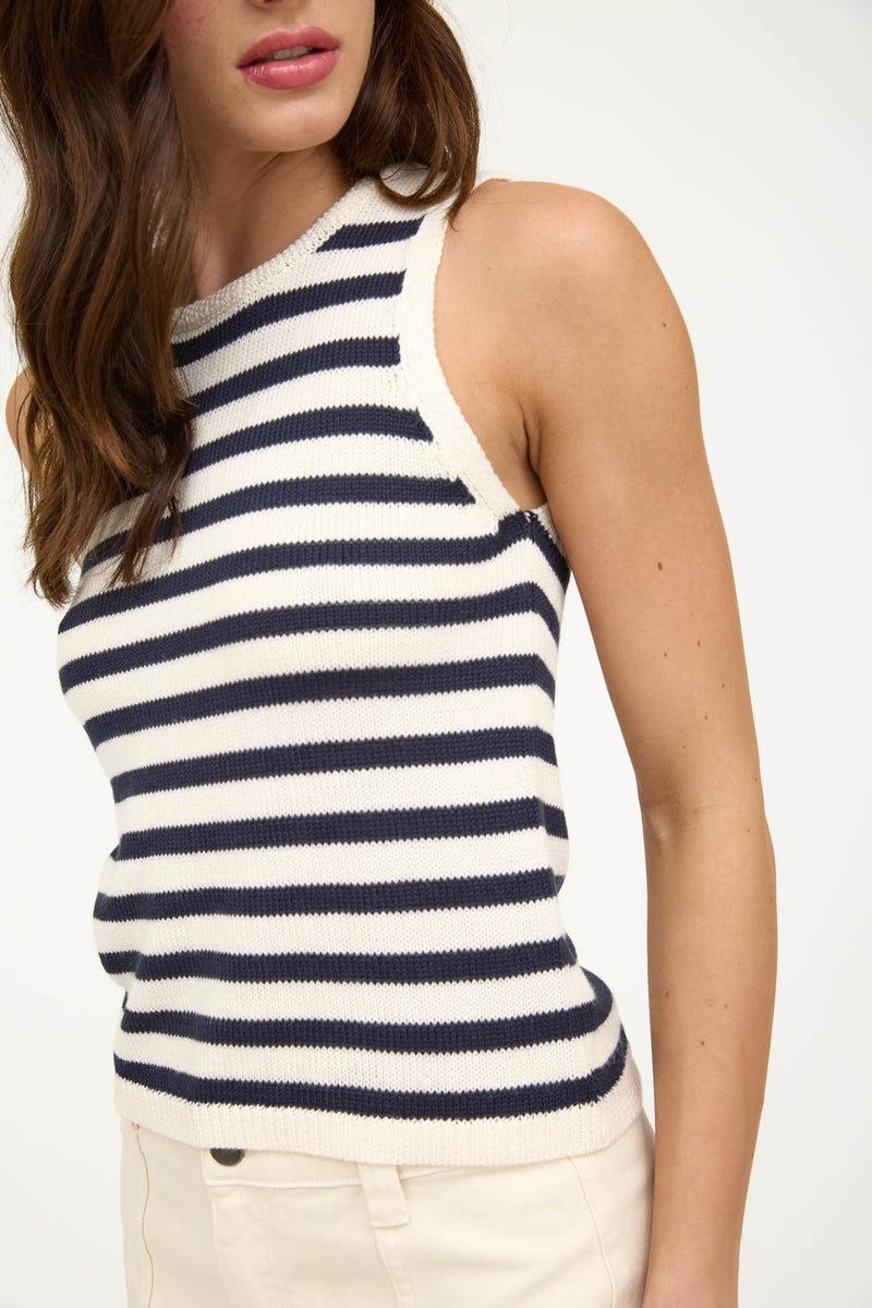 STRIPED KNIT TANK- NAVY