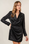 SATIN BLAZER DRESS- BLACK
