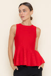 MINIMAL KNIT PEPLUM TOP- RED