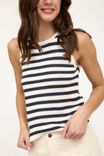 STRIPED KNIT TANK- NAVY
