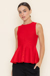 MINIMAL KNIT PEPLUM TOP- RED