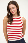 STRIPED KNIT TANK- RED