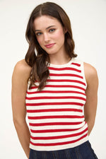 STRIPED KNIT TANK- RED