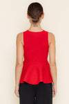 MINIMAL KNIT PEPLUM TOP- RED