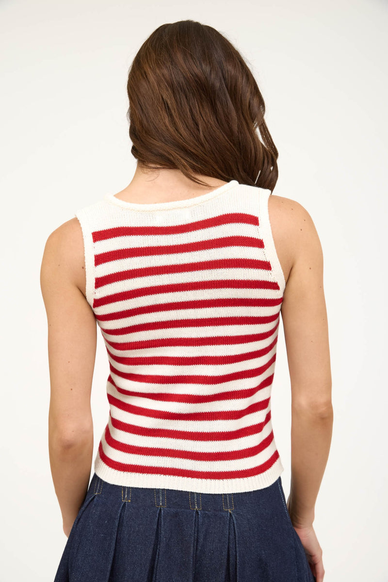 STRIPED KNIT TANK- RED