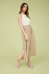 STITCHED MIDI TANK DRESS- KHAKI/IVORY