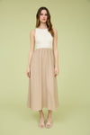 STITCHED MIDI TANK DRESS- KHAKI/IVORY