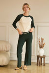 SPORTY RIBBED KNIT- CREAM/GREEN