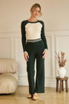 SPORTY RIBBED KNIT- CREAM/GREEN