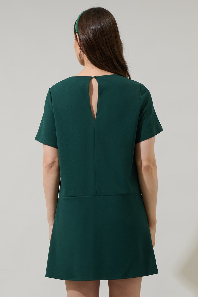 BENICIA BOW SHIFT MINI DRESS- EMERALD Shop Movida BENICIA BOW SHIFT MINI DRESS- EMERALD Shop Movida