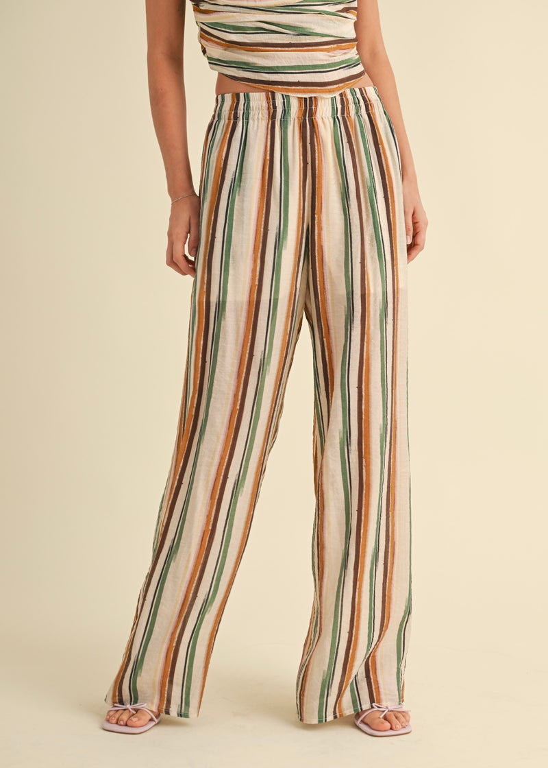 MULTI STRIPED WIDE LEG PANT- MULTI