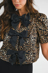 LEOPARD JACQUARD BOW TOP- LEOPARD