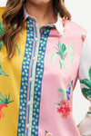 TROPICS SATIN BLOUSE- SUNFLOWER