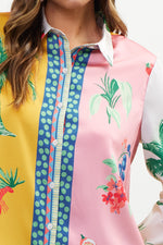 TROPICS SATIN BLOUSE- SUNFLOWER