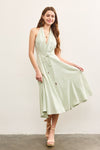 MINT HALTER TIED MIDI DRESS- MINT