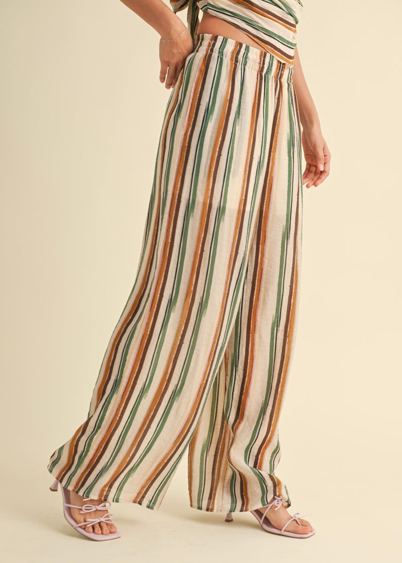 MULTI STRIPED WIDE LEG PANT- MULTI