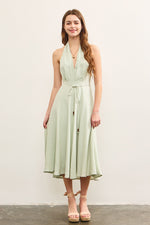 MINT HALTER TIED MIDI DRESS- MINT
