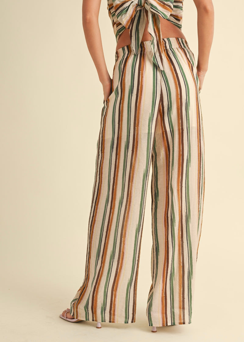 MULTI STRIPED WIDE LEG PANT- MULTI
