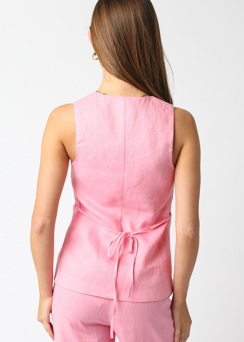 BLAIR LINEN TOP- PINK
