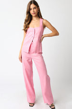 BLAIR LINEN TOP- PINK