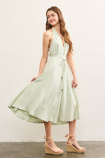 MINT HALTER TIED MIDI DRESS- MINT