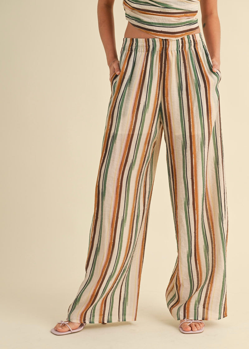 MULTI STRIPED WIDE LEG PANT- MULTI