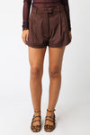 BRYLEE SUEDE SHORTS- BROWN
