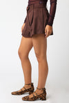 BRYLEE SUEDE SHORTS- BROWN