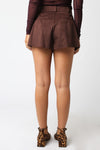 BRYLEE SUEDE SHORTS- BROWN