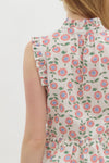 DAISY PEPLUM TOP- RED/WHITE