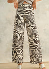 ZEBRA PRINT DENIM PANT- BROWN