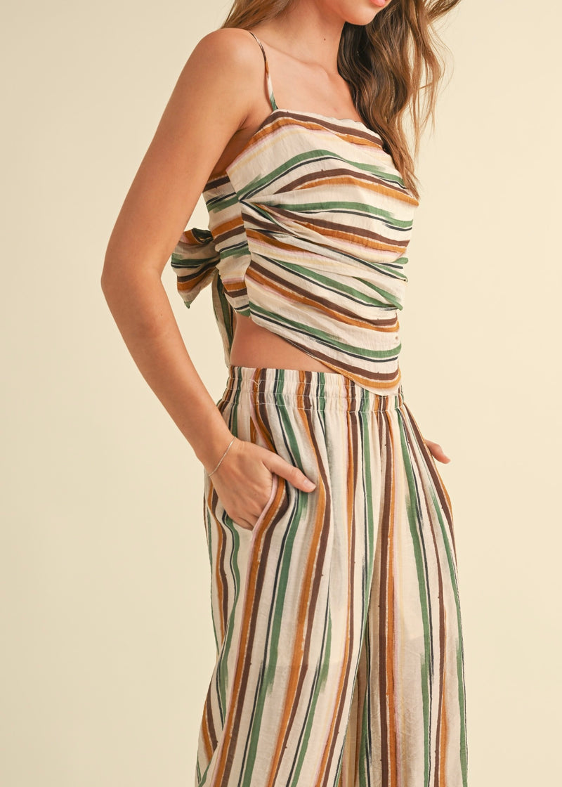 MULTI STRIPED WIDE LEG PANT- MULTI
