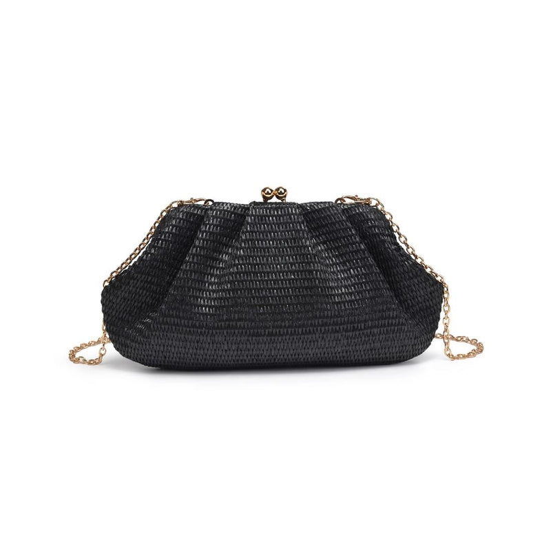 TRIANA STRAW CLUTCH- BLACK