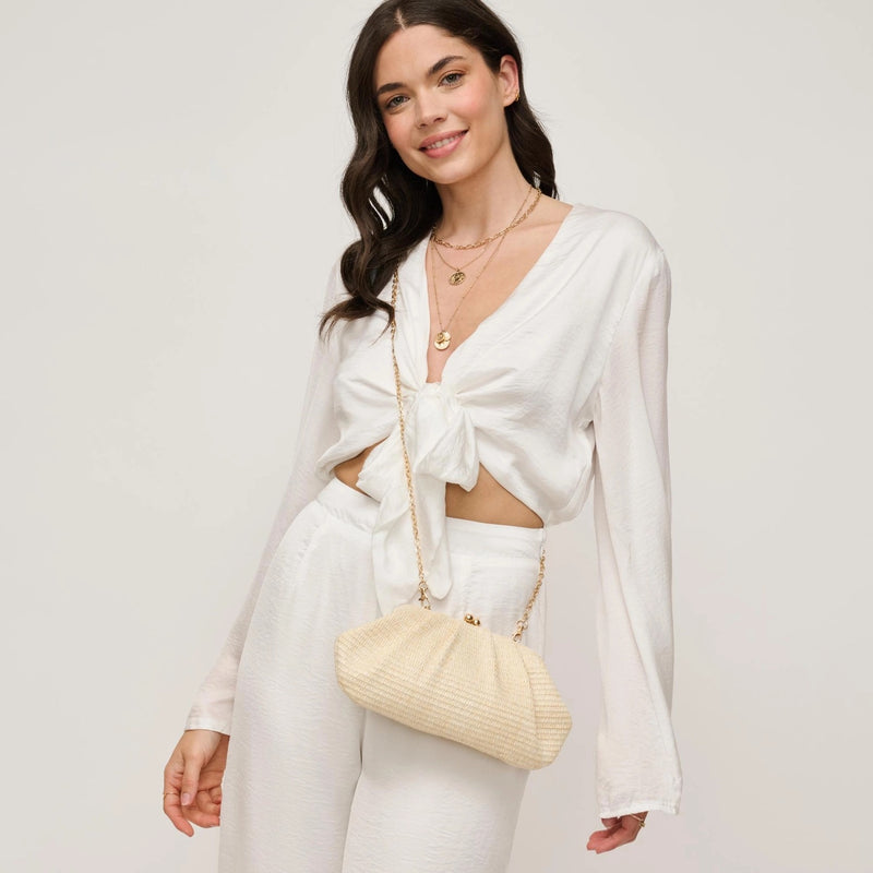 TRIANA STRAW CLUTCH- IVORY