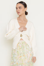 GOLD BUTTON CARDIGAN- CREAM