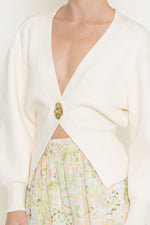 GOLD BUTTON CARDIGAN- CREAM