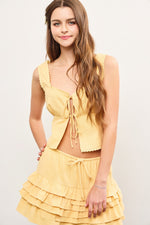 SCALLOPED TRIM TIE TOP- PINA