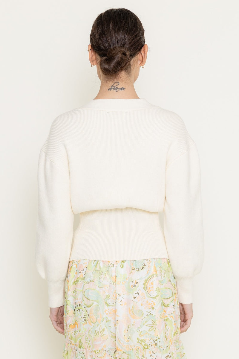 GOLD BUTTON CARDIGAN- CREAM