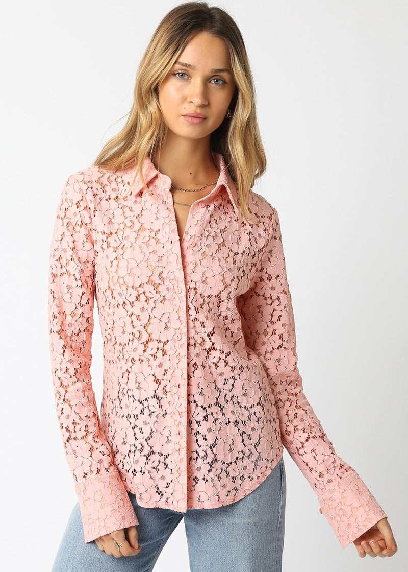 CELINE LACED SHIRT- BLUSH