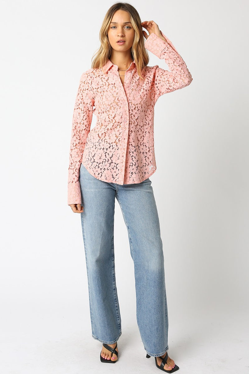 CELINE LACED SHIRT- BLUSH