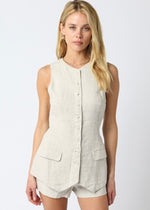 GIANNA LINEN VEST TOP- MELANGE