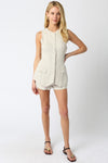 GIANNA LINEN VEST TOP- MELANGE