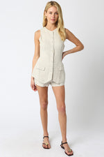 GIANNA LINEN VEST TOP- MELANGE