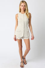 GIANNA LINEN VEST TOP- MELANGE